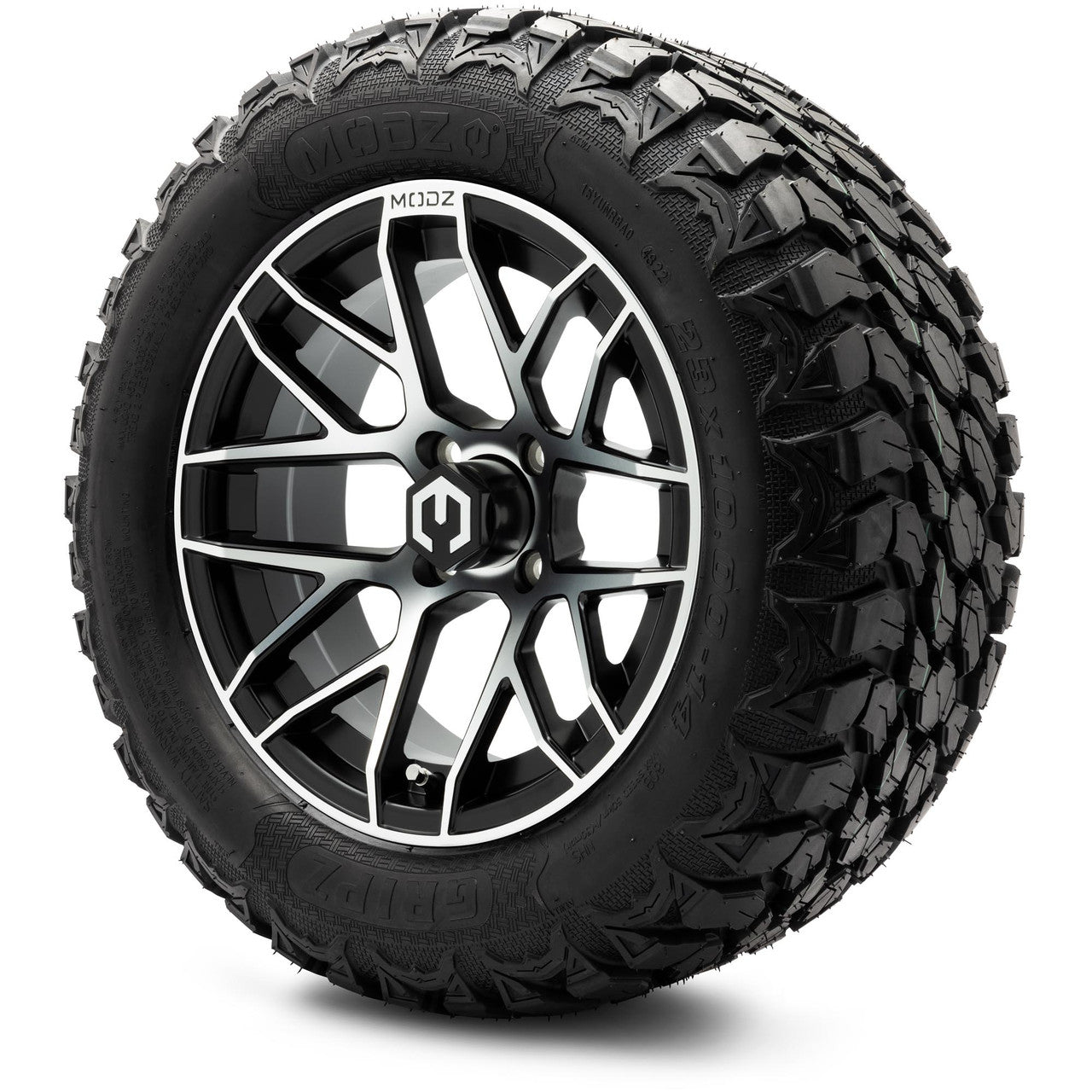 MODZ® 14" Matrix Machined Black Wheels & Off-Road Tires Combo (Arisun X-Trail All-Terrain 23x10-14)