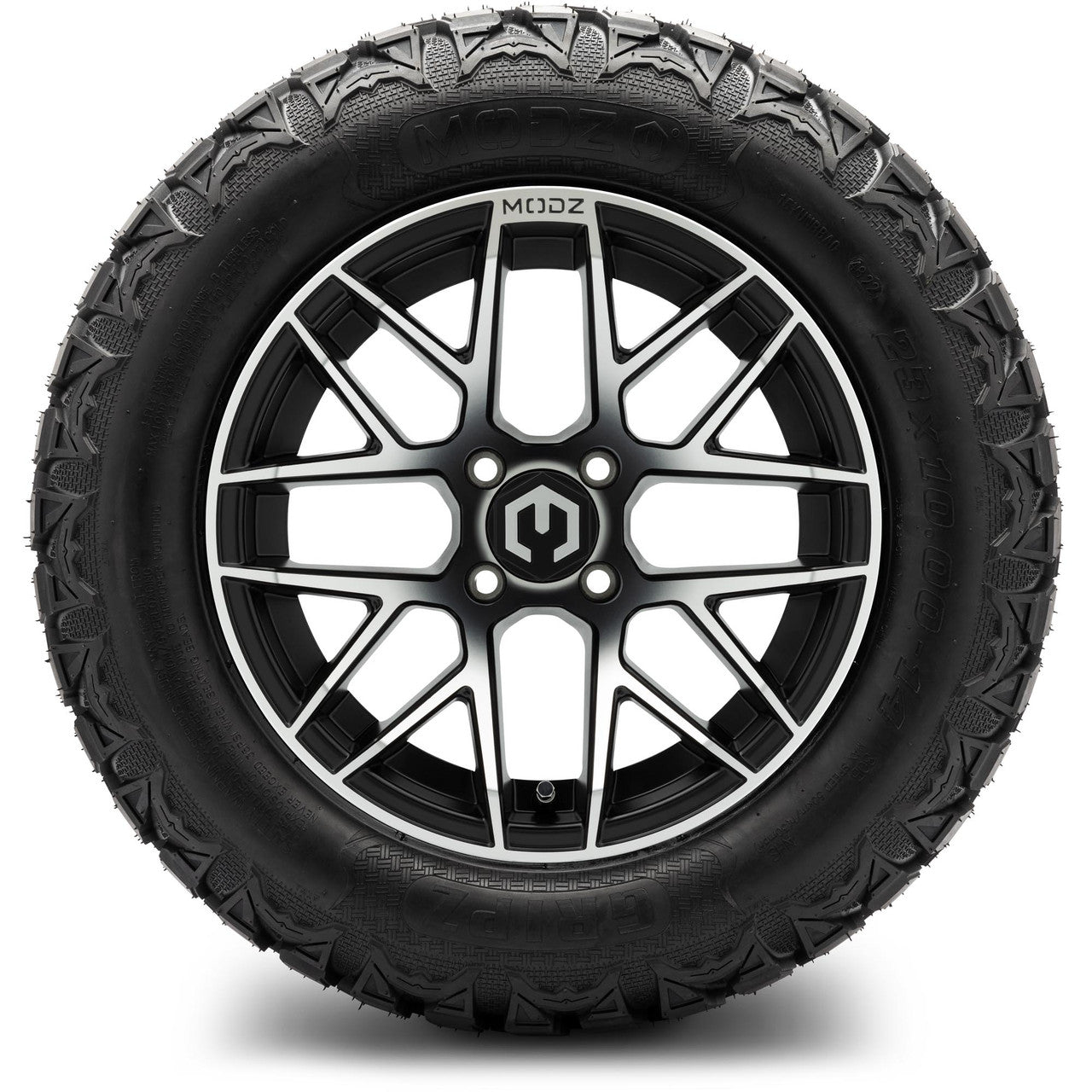 MODZ® 14" Matrix Machined Black Wheels & Off-Road Tires Combo (Arisun X-Armory All-Terrain 23x10-14 Radial)