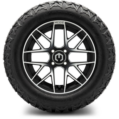 MODZ® 14" Matrix Machined Black Wheels & Off-Road Tires Combo (Arisun X-Armory All-Terrain 23x10-14 Radial)