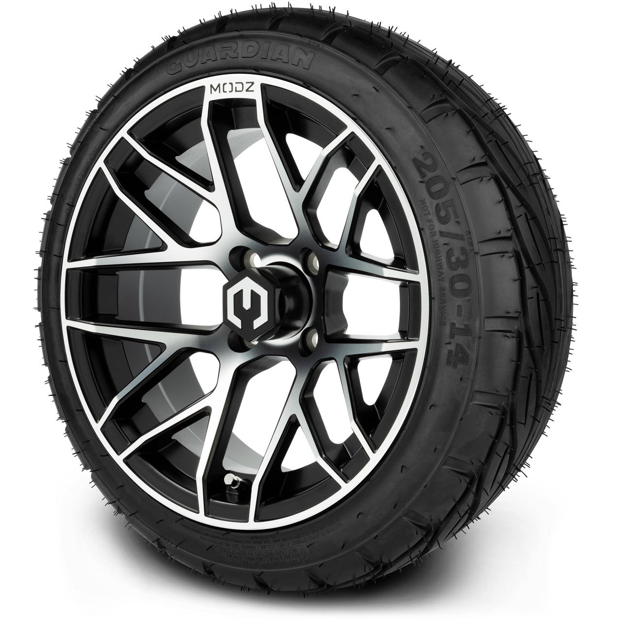 MODZ® 14" Matrix Machined Black Wheels & Street Tires Combo (MODZ Street Fox Radial 23x10-14)