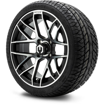 MODZ® 14" Matrix Machined Black Wheels & Street Tires Combo (MODZ Street Fox Radial 23x10-14)