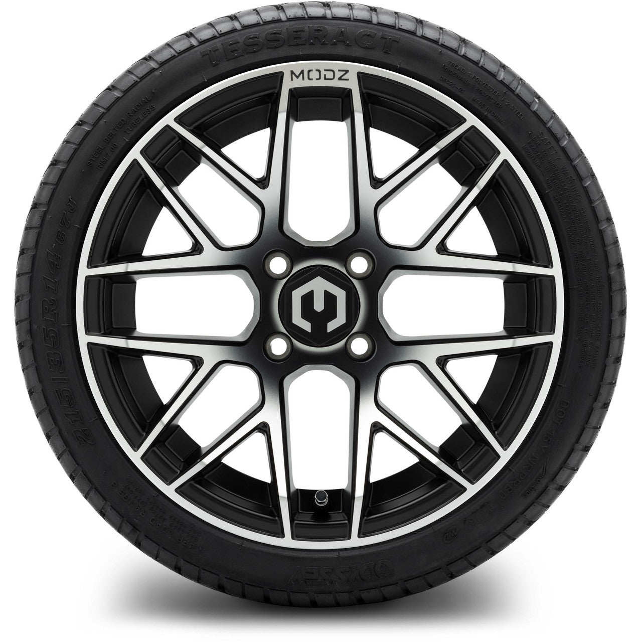 MODZ® 14" Matrix Machined Black Wheels & Street Tires Combo (Arisun Cruze 205/30-14)
