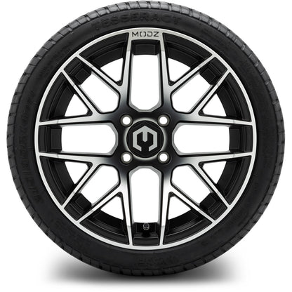 MODZ® 14" Matrix Machined Black Wheels & Street Tires Combo (Arisun Cruze 205/30-14)