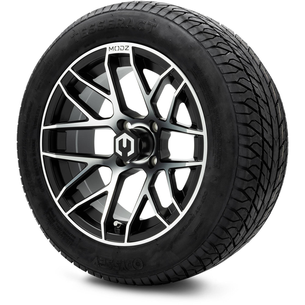 MODZ® 14" Matrix Machined Black Wheels & Street Tires Combo (Arisun Cruze 205/30-14)