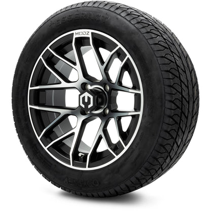 MODZ® 14" Matrix Machined Black Wheels & Street Tires Combo (Arisun Cruze 205/30-14)