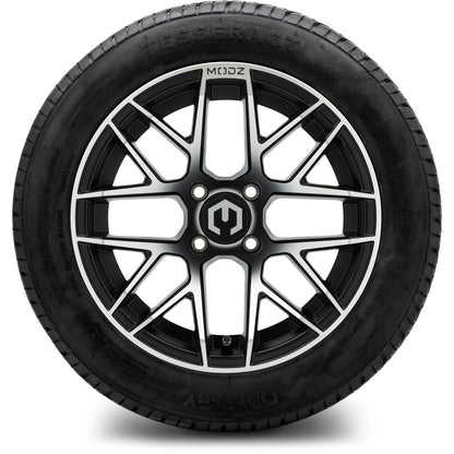 MODZ® 14" Matrix Machined Black Wheels & Street Tires Combo (Arisun Cruze 205/30-14)