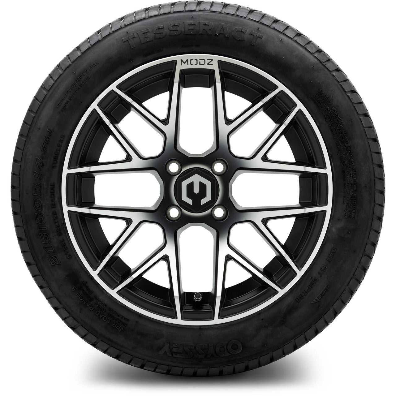 MODZ® 14" Matrix Machined Black Wheels & Street Tires Combo (MODZ Street Fox Radial 205/40-14)