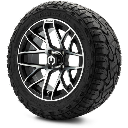 MODZ® 14" Matrix Machined Black Wheels & Off-Road Tires Combo (Xcomp Gladiator 23-10-14 Radial)