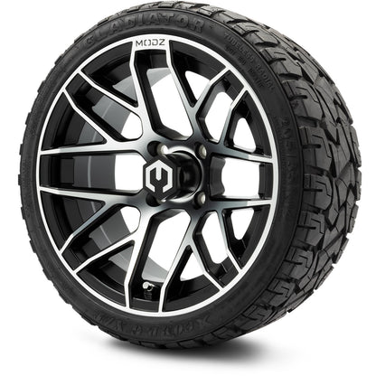 MODZ® 14" Matrix Machined Black Wheels & Off-Road Tires Combo (Xcomp Gladiator 23-10-14 Radial)