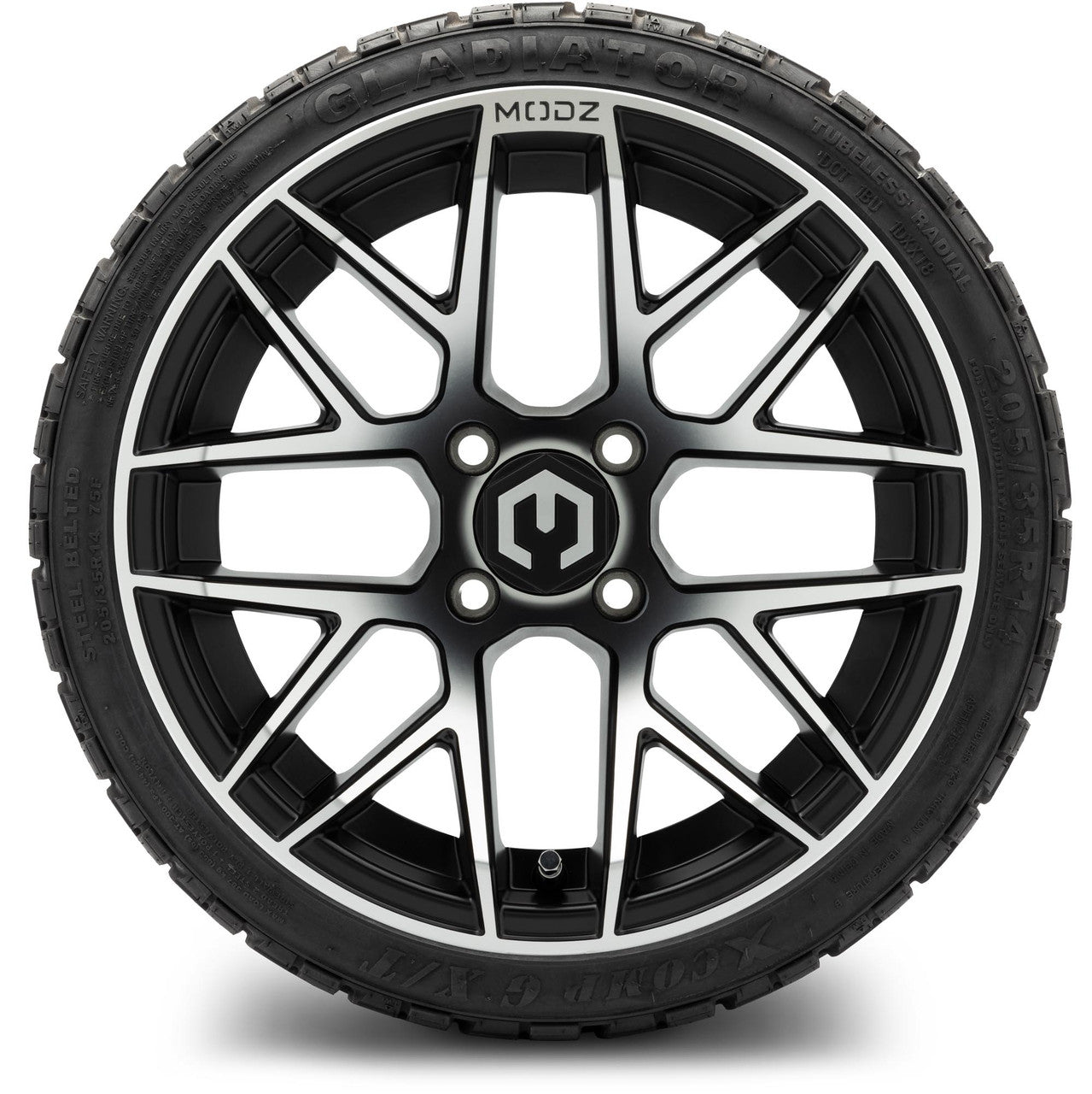 MODZ® 14" Matrix Machined Black Wheels & Off-Road Tires Combo (Arisun X-Trail All-Terrain 23x10-14)