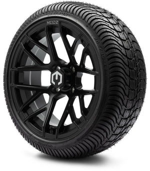 MODZ® 14" Matrix Matte Black Wheels & Street Tires Combo (Arisun Cruze 205/30-14)