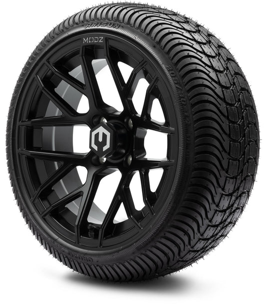 MODZ® 14" Matrix Matte Black Wheels & Street Tires Combo (Arisun Cruze 205/30-14)