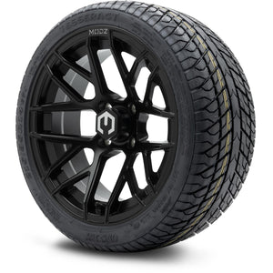 MODZ® 14" Matrix Matte Black Wheels & Street Tires Combo (Odyssey Tesseract Steel Belted Radial 215/35-14)