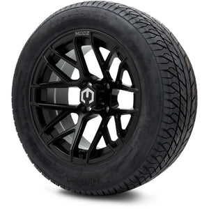 MODZ® 14" Matrix Matte Black Wheels & Street Tires Combo (Odyssey Tesseract Steel Belted Radial 215/50-14)