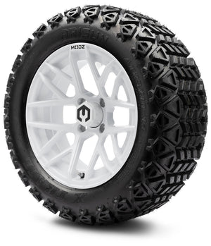 MODZ® 14" Matrix Glossy White Wheels & Off-Road Tires Combo (Arisun X-Trail All-Terrain 23x10-14)