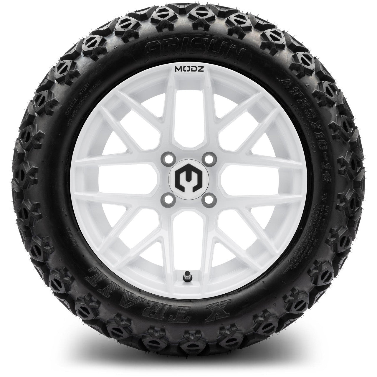 MODZ® 14" Matrix Glossy White Wheels & Off-Road Tires Combo (Xcomp Gladiator 23-10-14 Radial)