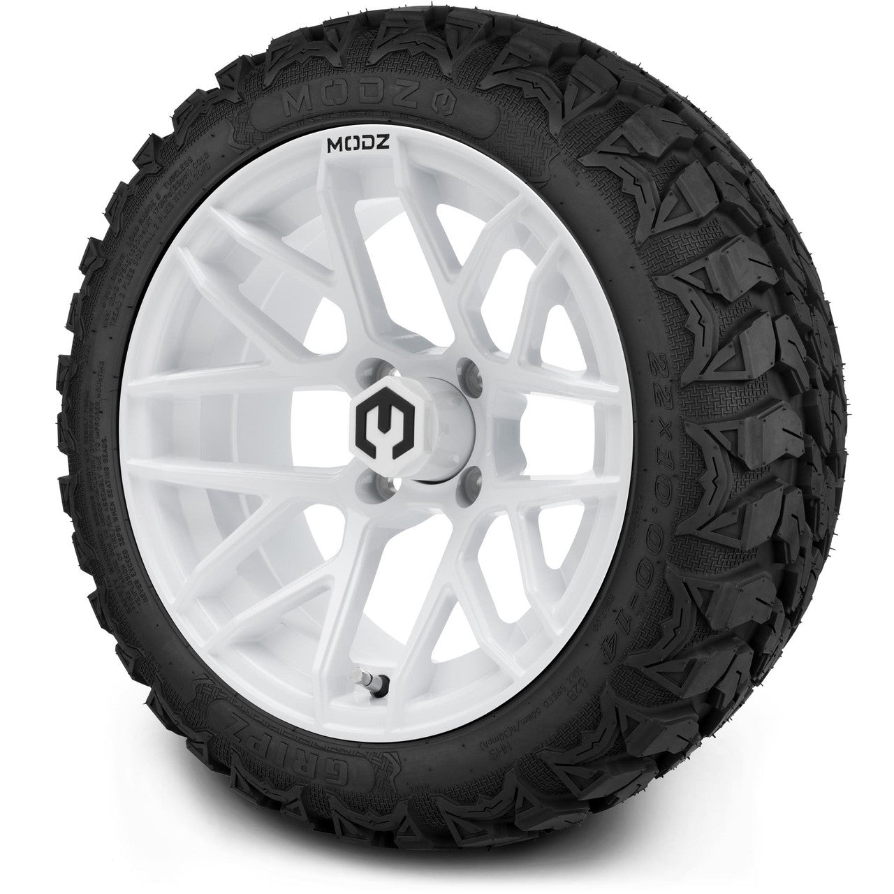 MODZ® 14" Matrix Glossy White Wheels & Off-Road Tires Combo (Xcomp Gladiator 23-10-14 Radial)