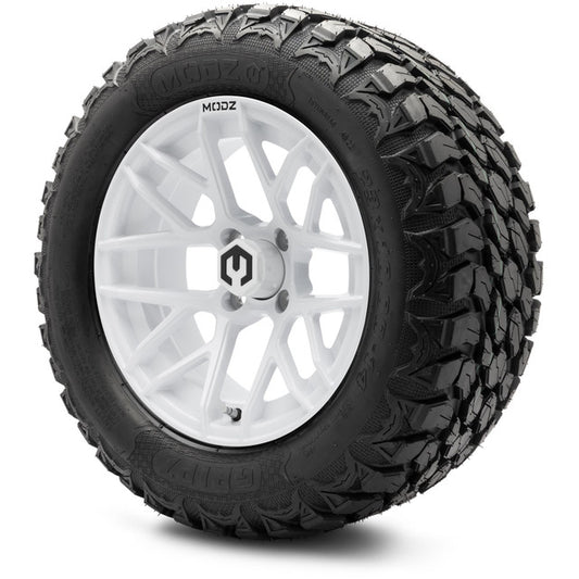 MODZ® 14" Matrix Glossy White Wheels & Off-Road Tires Combo (MODZ Gripz 23x10-14)