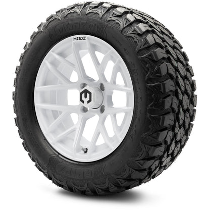 MODZ® 14" Matrix Glossy White Wheels & Off-Road Tires Combo (Arisun X-Trail All-Terrain 23x10-14)