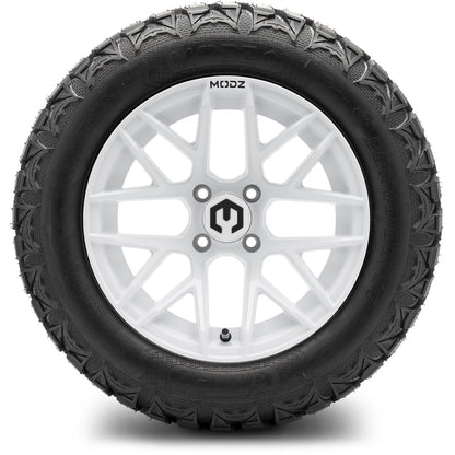 MODZ® 14" Matrix Glossy White Wheels & Off-Road Tires Combo (Arisun X-Armory All-Terrain 23x10-14 Radial)