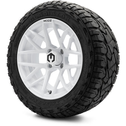 MODZ® 14" Matrix Glossy White Wheels & Off-Road Tires Combo (Arisun X-Trail All-Terrain 23x10-14)