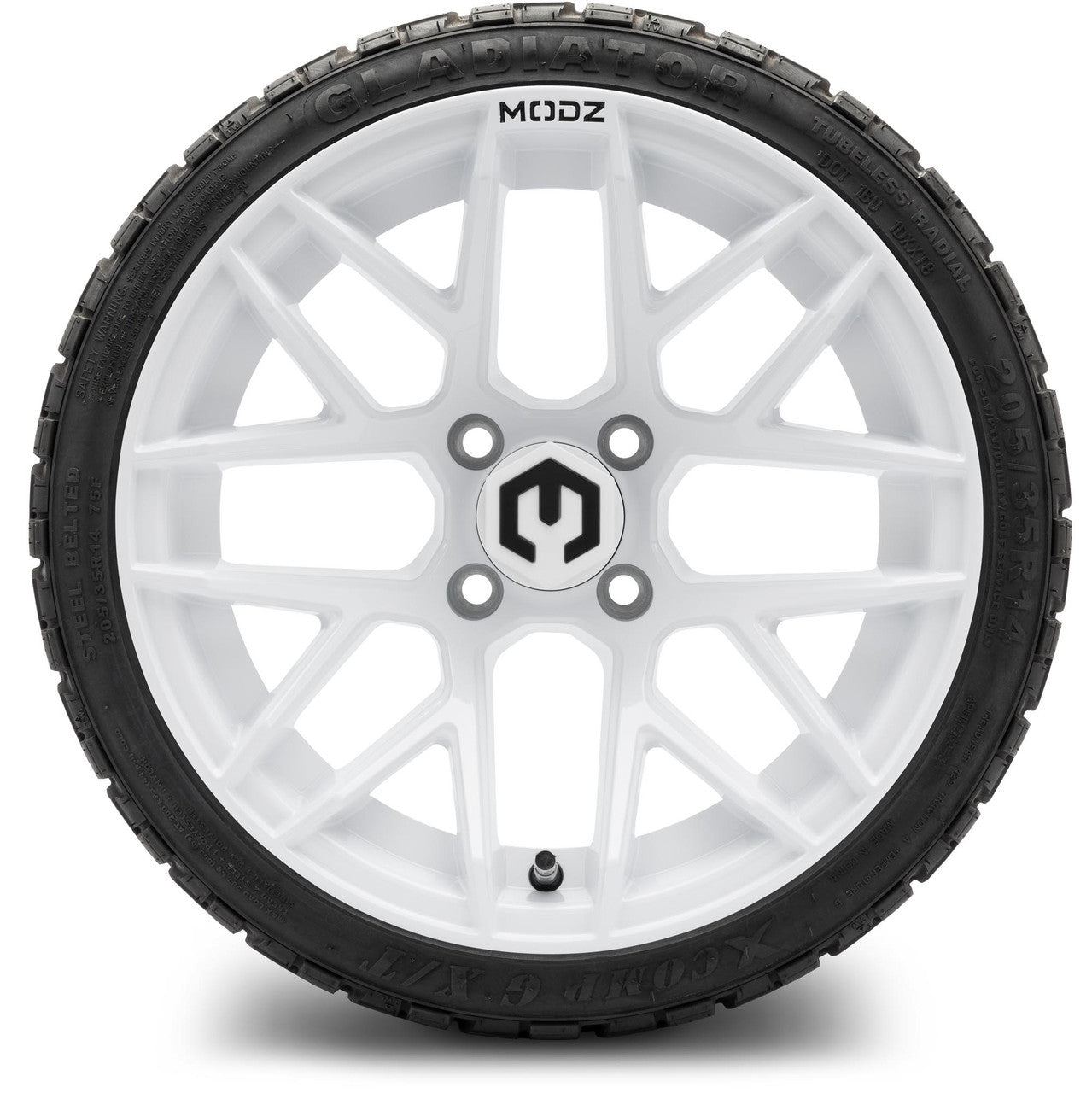 MODZ® 14" Matrix Glossy White Wheels & Off-Road Tires Combo (Xcomp Gladiator 23-10-14 Radial)