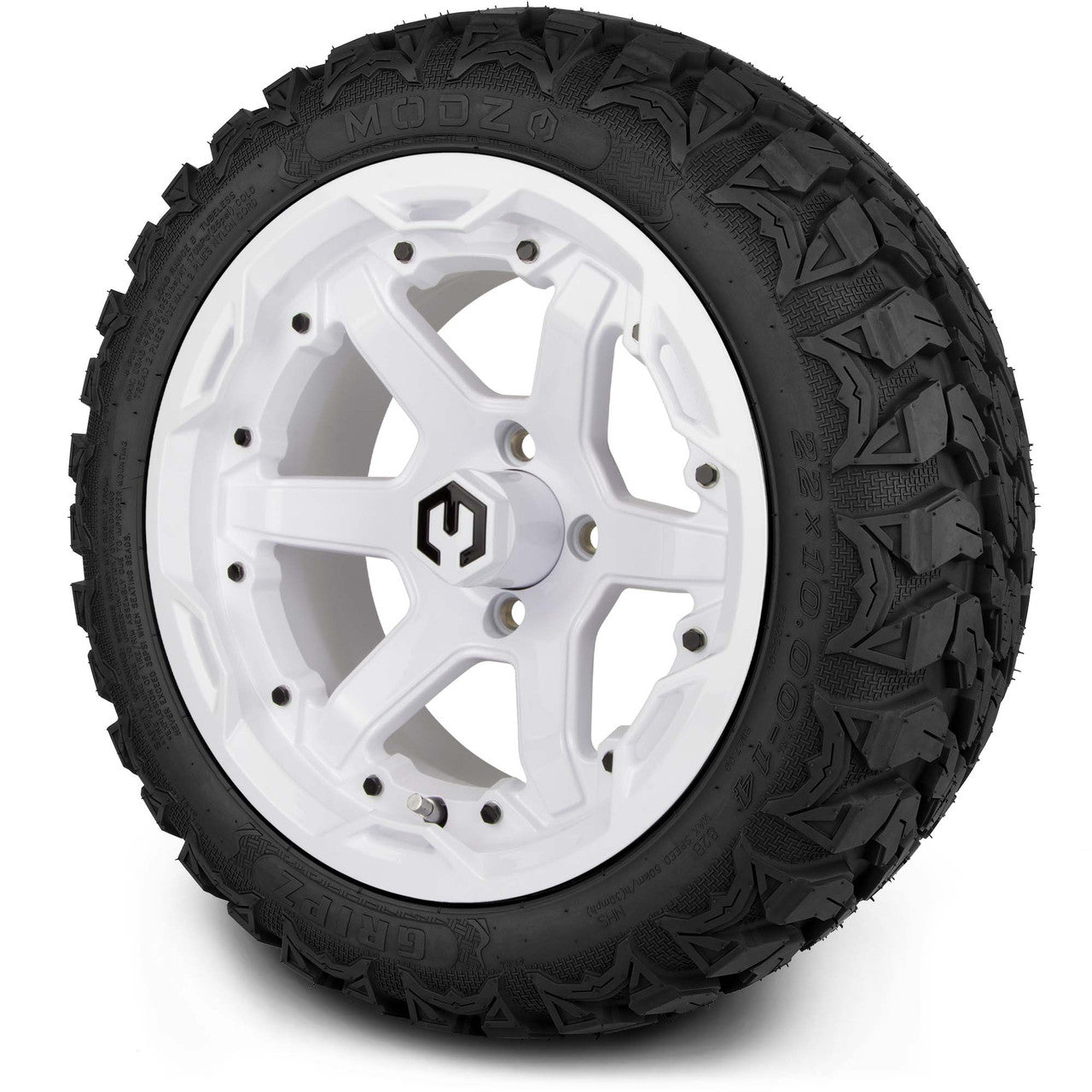 MODZ® 14" Gladiator Glossy White Wheels & Off-Road Tires Combo (Xcomp Gladiator 23-10-14 Radial)