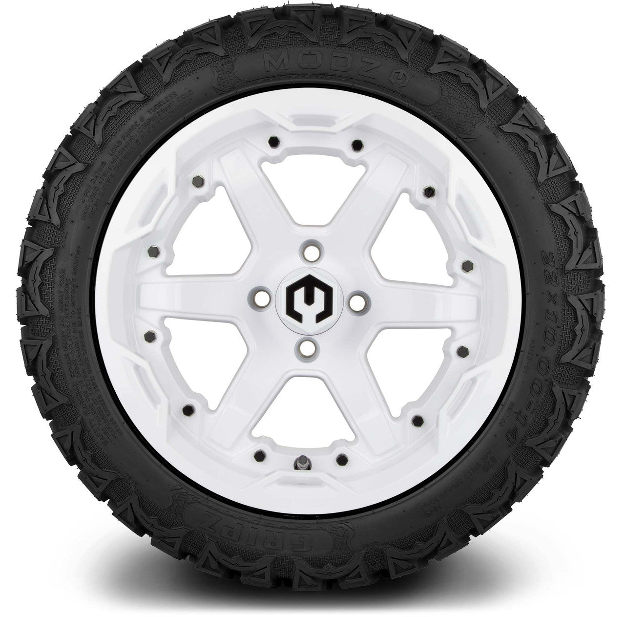 MODZ® 14" Gladiator Glossy White Wheels & Off-Road Tires Combo (Xcomp Gladiator 23-10-14 Radial)