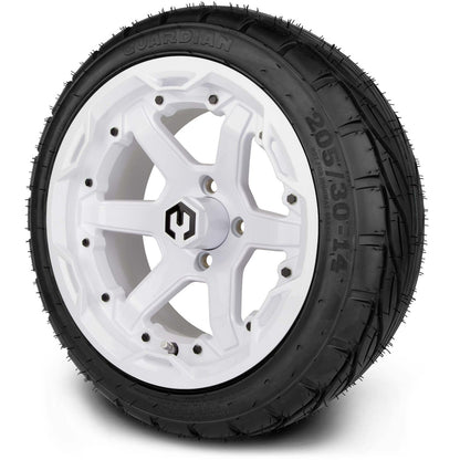 MODZ® 14" Gladiator Glossy White Wheels and Street Tires Combo (MODZ Street Fox Radial 23x10-14)