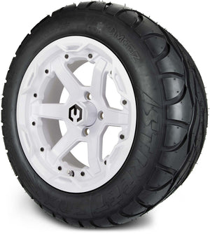 MODZ® 14" Gladiator Glossy White Wheels and Street Tires Combo (MODZ Street Fox Radial 23x10-14)