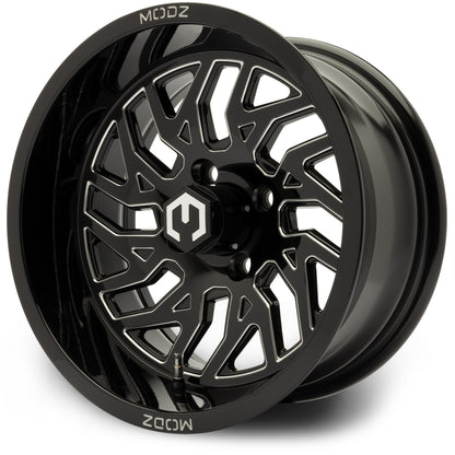 MODZ® 14" Carnage Glossy Black with Ball Mill Wheels & Street Tires Combo (Arisun X-Sport 205/30-14)