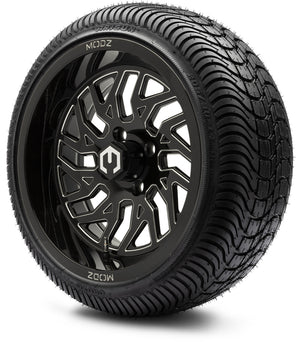 MODZ® 14" Carnage Glossy Black with Ball Mill Wheels & Street Tires Combo (Arisun Cruze 205/30-14)