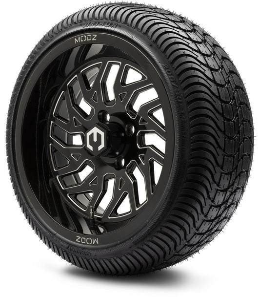 MODZ® 14" Carnage Glossy Black with Ball Mill Wheels & Street Tires Combo (Arisun Cruze 205/30-14)