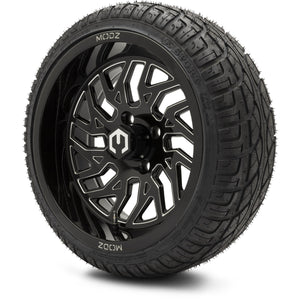 MODZ® 14" Carnage Glossy Black with Ball Mill Wheels & Street Tires Combo (Arisun X-Sport 205/30-14)