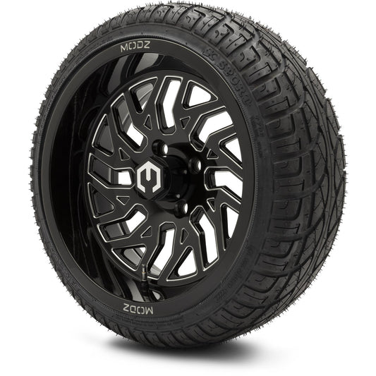 MODZ® 14" Carnage Glossy Black with Ball Mill Wheels & Street Tires Combo (Arisun X-Sport 205/30-14)