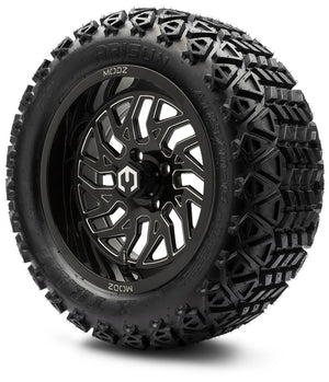 MODZ® 14" Carnage Glossy Black with Ball Mill Wheels & Off-Road Tires Combo (Arisun X-Trail All-Terrain 23x10-14)