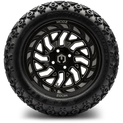 MODZ® 14" Carnage Glossy Black with Ball Mill Wheels & Off-Road Tires Combo (Xcomp Gladiator 23-10-14 Radial)