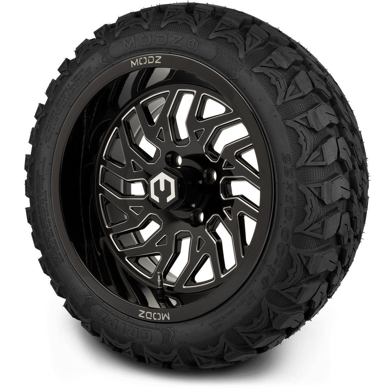 MODZ® 14" Carnage Glossy Black with Ball Mill Wheels & Off-Road Tires Combo (Xcomp Gladiator 23-10-14 Radial)