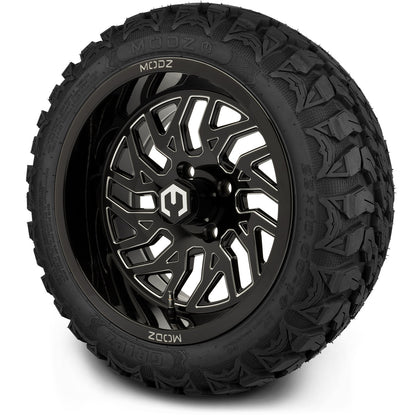 MODZ® 14" Carnage Glossy Black with Ball Mill Wheels & Off-Road Tires Combo (Xcomp Gladiator 23-10-14 Radial)