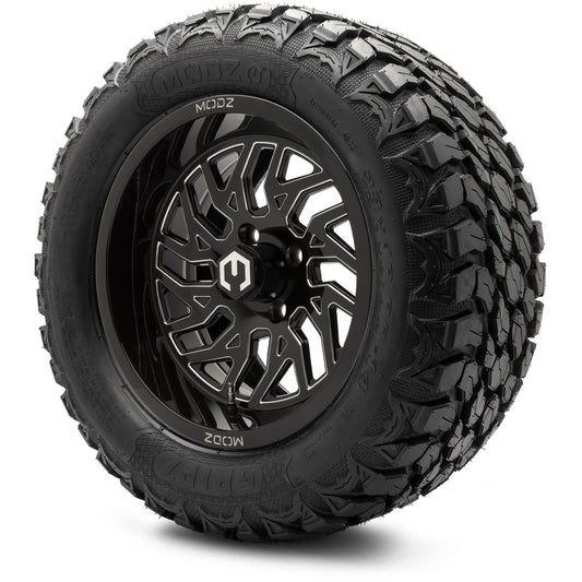 MODZ® 14" Carnage Glossy Black with Ball Mill Wheels & Off-Road Tires Combo (MODZ Gripz 23x10-14)