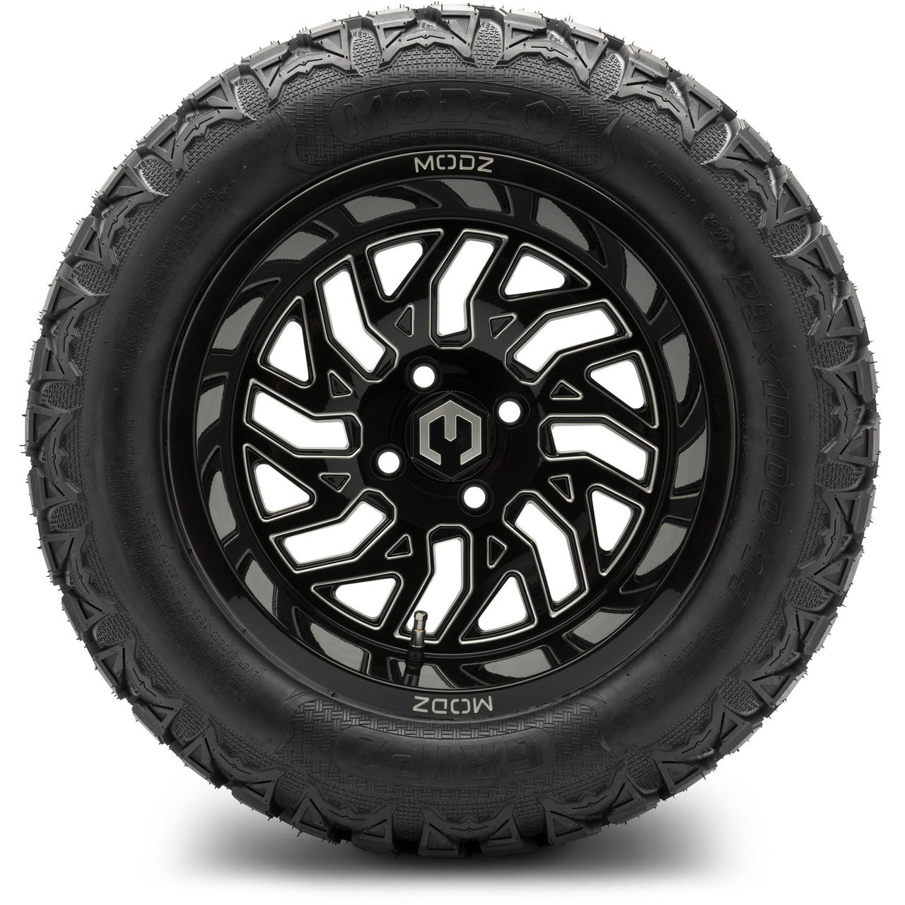 MODZ® 14" Carnage Glossy Black with Ball Mill Wheels & Off-Road Tires Combo (Xcomp Gladiator 23-10-14 Radial)
