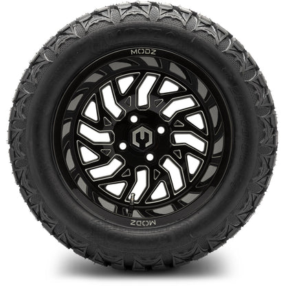 MODZ® 14" Carnage Glossy Black with Ball Mill Wheels & Off-Road Tires Combo (Xcomp Gladiator 23-10-14 Radial)