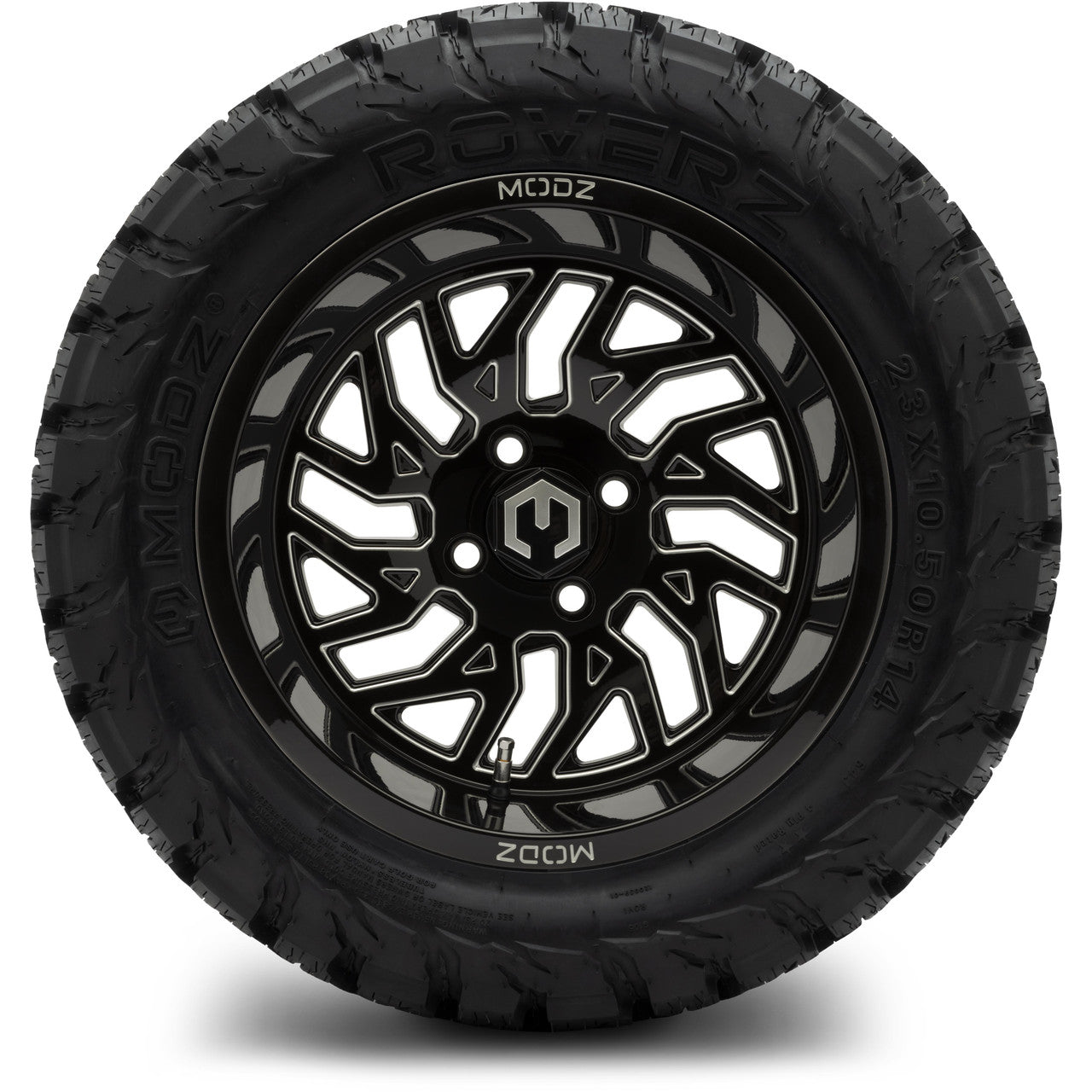 MODZ® 14" Carnage Glossy Black with Ball Mill Wheels & Off-Road Tires Combo (Xcomp Gladiator 23-10-14 Radial)