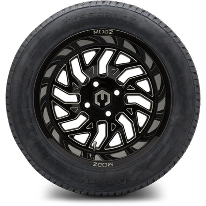 MODZ® 14" Carnage Glossy Black with Ball Mill Wheels & Street Tires Combo (Odyssey Tesseract Steel Belted Radial 215/50-14)