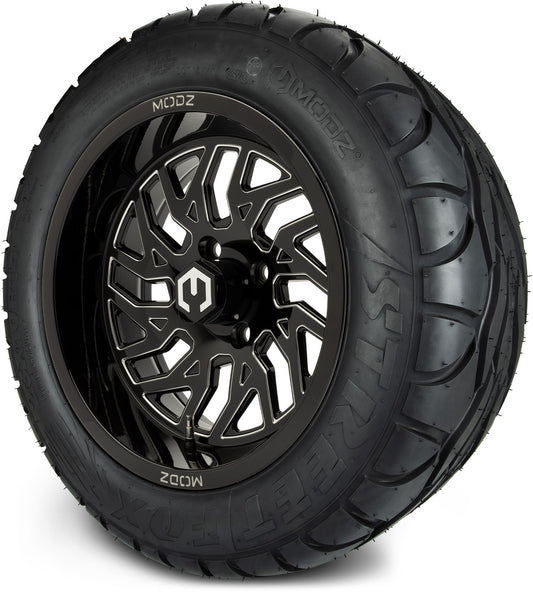 MODZ® 14" Carnage Glossy Black with Ball Mill Wheels & Street Tires Combo (MODZ Street Fox Radial 23x10-14)