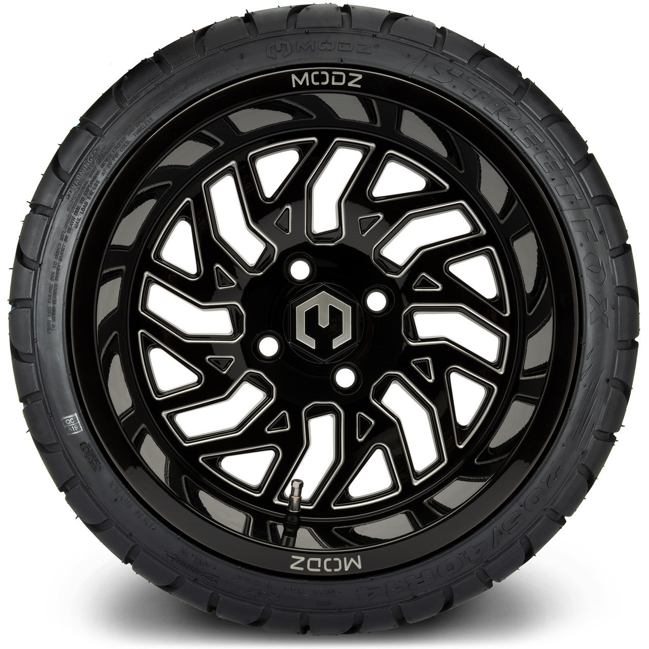 MODZ® 14" Carnage Glossy Black with Ball Mill Wheels & Street Tires Combo (MODZ Street Fox Radial 23x10-14)