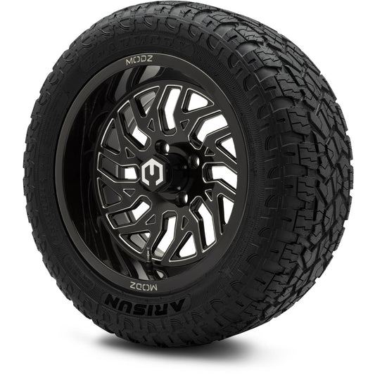 MODZ® 14" Carnage Glossy Black with Ball Mill Wheels & Off-Road Tires Combo (Arisun X-Armory All-Terrain 23x10-14 Radial)
