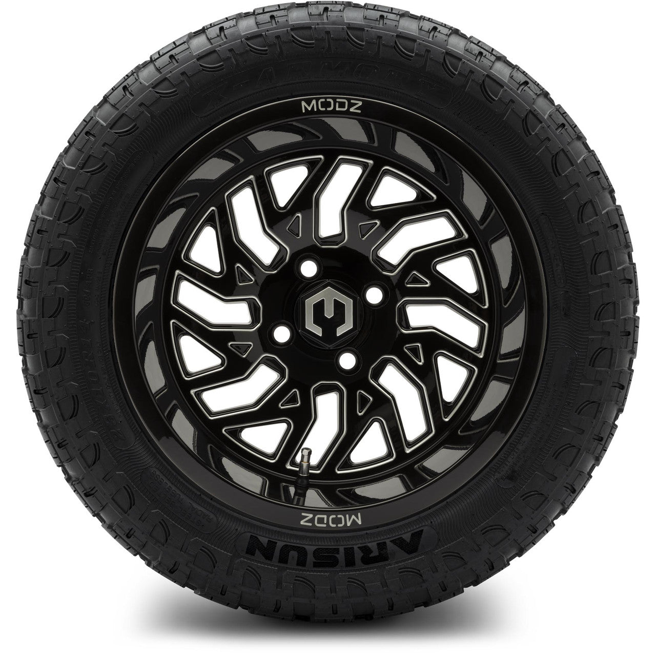 MODZ® 14" Carnage Glossy Black with Ball Mill Wheels & Off-Road Tires Combo (Xcomp Gladiator 23-10-14 Radial)