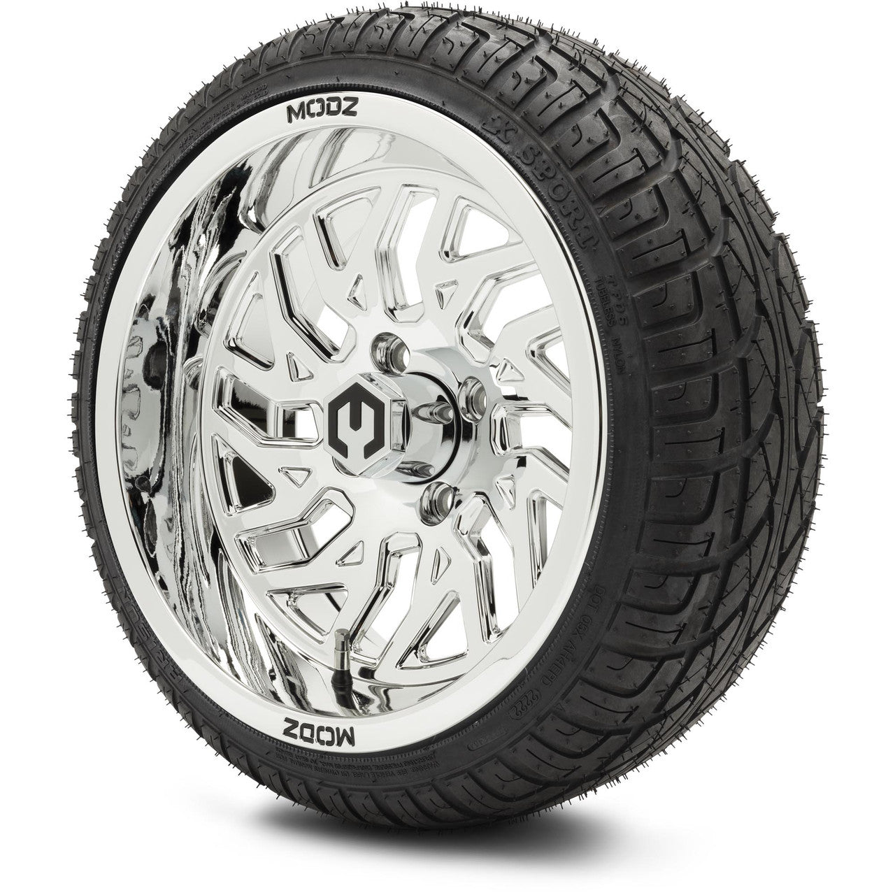 MODZ® 14" Carnage Chrome Wheels & Street Tires Combo (Arisun Cruze 205/30-14)