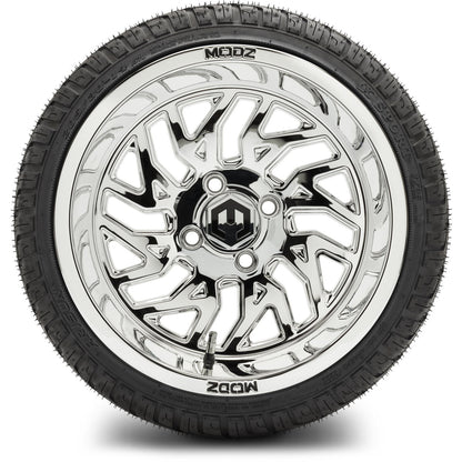 MODZ® 14" Carnage Chrome Wheels & Street Tires Combo (MODZ Street Fox Radial 205/40-14)